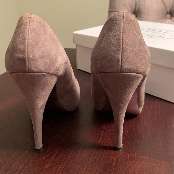 Steve Madden Platform Suede Gray Neutral Round Toe Heels - Size 8 - Picture 5 of 6